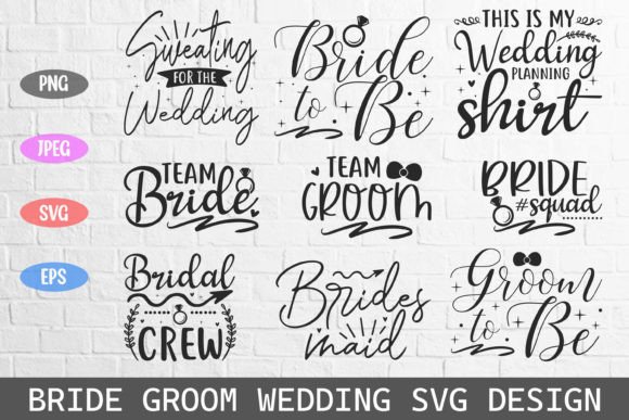 Wedding Bride Groom Svg Designs Married